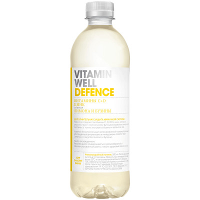 Напиток Vitamin Well Defence со вкусом цитруса и бузины безалкогольный негазированный, 500мл