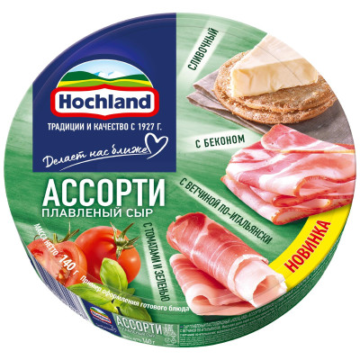 Сыр Hochland Ассорти зеленое плавленый пастообразный 50%, 140г