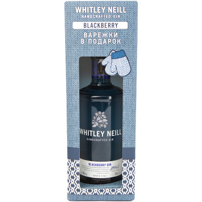 Настойка полусладкая Whitley Neill Ежевика Джин в подарочной упаковке 40%, 700мл + варежки