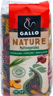 Макароны Gallo Nature с добавлением спирулины-куркумы-свеклы, 400г