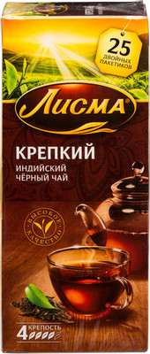 Чай Лисма чёрный индийский крепкий в пакетиках, 25x1.8г