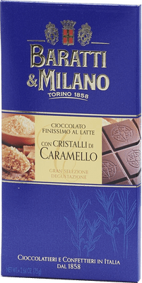Шоколад молочный Baratti & Milano Кристалли ди карамелло баратти плиточный, 75г
