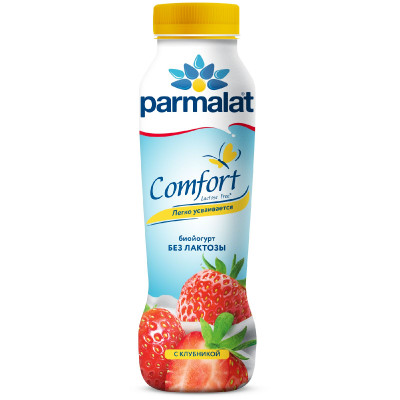 Биойогурт Parmalat Comfort Клубника безлактозный 1.5%, 290мл