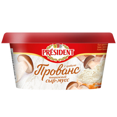 Сыр-мусс творожный President Прованс с грибами 60%, 120г