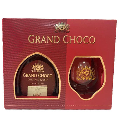 Коктейль Grand Cносо Chocolate коньячно-шоколадный со вкусом шоколада и вишни в подарочной упаковке, 500мл + бокал
