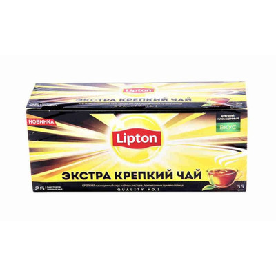 Чай Lipton Экстра крепкий чёрный в пакетиках, 25х2.2г