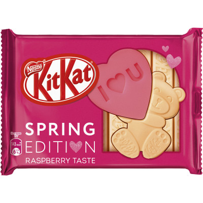 Шоколад молочный KitKat Senses Spring Edition Белый Малина + хрустящая вафля, 108г