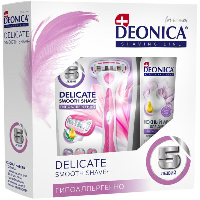 Подарочный набор Deonica Delicate мусс для душа + бритва