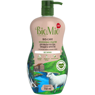 Средство BioMio Bio-Care для мытья посуды без запаха, 750мл