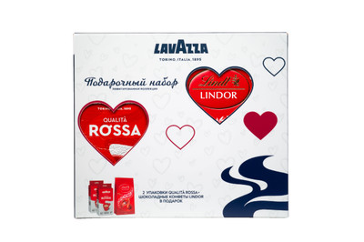 Подарочный набор Кофе Lavazza Qualita Rossa молотый, 2x250г + Конфеты Lindor, 100г