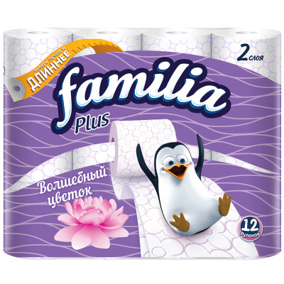 Бумага туалетная Familia Plus 12шт Волшебный цветок ароматизированная 2 слоя