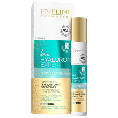Гель Eveline Cosmetics для кожи вокруг глаз Bio Hyaluron Expert против мешков и темных кругов, 15мл