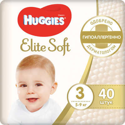Подгузники Huggies Elite Soft р.3 5-9кг, 40шт