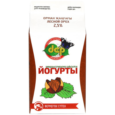 Йогурт DEP Лесной Орех с фруктовым джемом обогащенный бифидобактериями 2.5%, 500мл