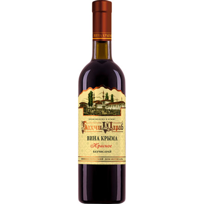 Вино БахчиШараб красное полусладкое 10-12%, 750мл
