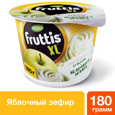 Йогурт Fruttis XL яблоко-яблочный зефир 4.3%, 180г