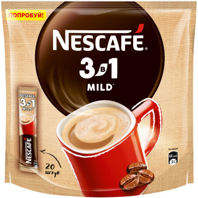 Кофе Nescafe 3в1 Мягкий растворимый, 20х14.5г
