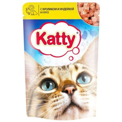 Корм Katty с кроликом и индейкой в соусе для кошек, 85г