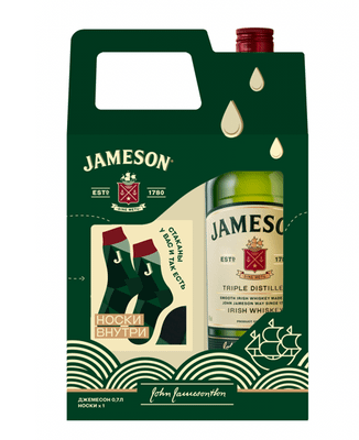 Виски Jameson 40% в подарочной упаковке, 700мл + пара носков