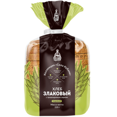 Хлеб Каравай Кубани Злаковый с пророщенным зерном нарезанный, 220г