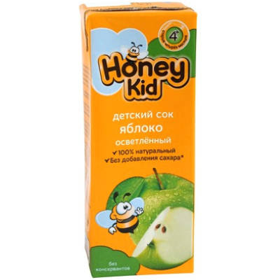 Сок яблочно-виноградный восстановленный осветлённый Honey Kid, 200мл