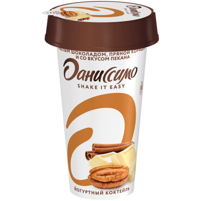 Коктейль йогуртный Даниссимо с белым шоколадом и пряной корицей пекан 2.8%, 190мл