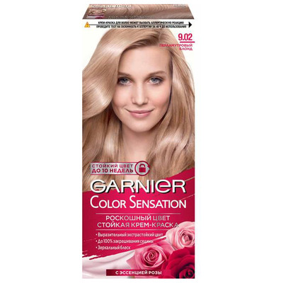 Крем-краска Garnier Color Sensation Роскошный цвет стойкая тон 9.02 перламутровый блонд, 110мл