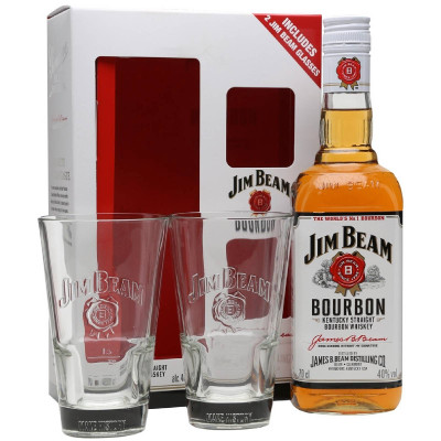 Виски Jim Beam 40%, 700мл + 2 стакана