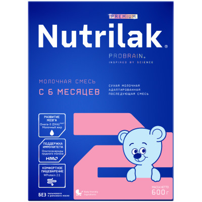 Смесь сухая Nutrilak Premium 2 молочная адаптированная последующая, 600г