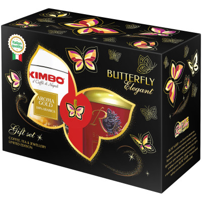 Набор Kimbo Riche Natur Butterfly Elegant чай и кофе, 350г