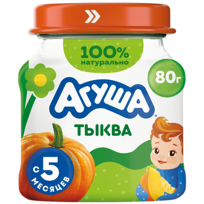 Пюре детское Агуша из тыквы с 5-ти месяцев, 80г