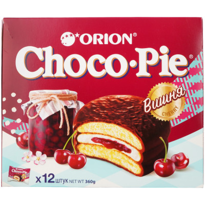 Изделие кондитерское ORION Choco Pie Cherry в глазури, 360г
