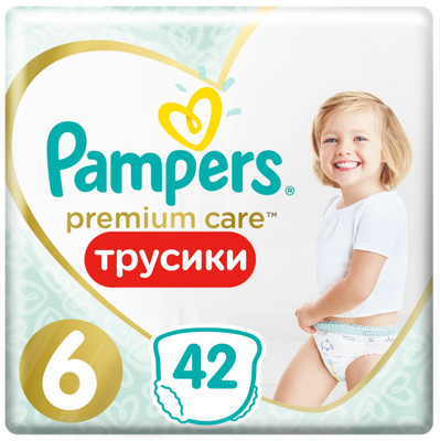 Подгузники-трусики Pampers Premium Care Pants для мальчиков и девочек р.6 15+кг, 42шт