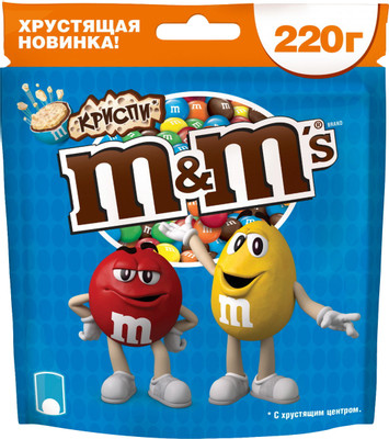 Драже M&M's Криспи хрустящие шарики в молочном шоколаде и разноцветной глазури, 220г