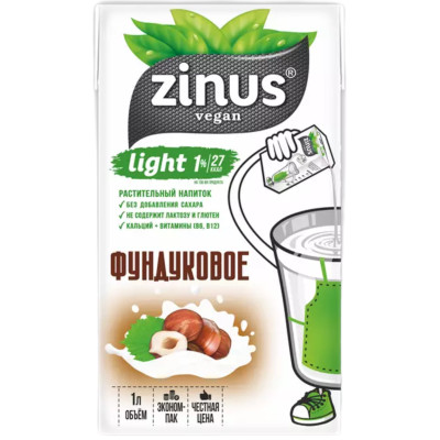 Напиток Zinus Hazelnut-Фундуковое ультрапастеризованный, 1л