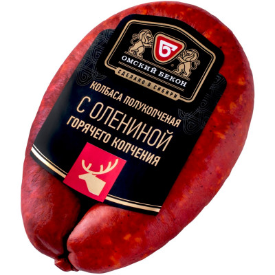 Колбаса полукопчёная Омский Бекон с олениной горячего копчения категория В, 300г