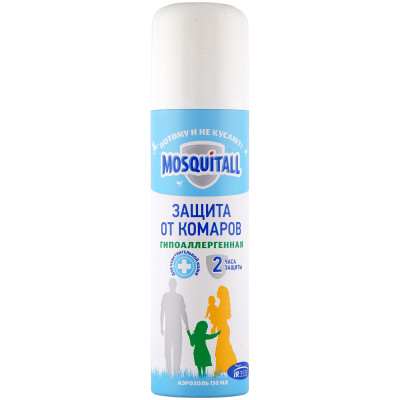 Аэрозоль Mosquitall Гипоаллергенная защита от комаров, 150мл