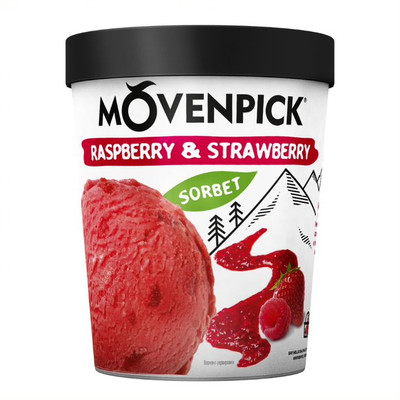 Десерт Movenpick Sorbet Rspberry&Strawberry малина-клубника взбитый замороженный, 306г