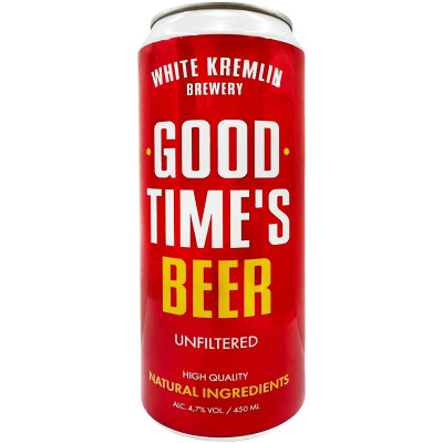 Пивной напиток White Kremlin Good Time's Beer нефильтрованный пастеризованный 4.7%, 450мл