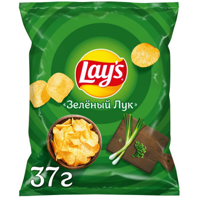 Чипсы картофельные Lays со вкусом молодого зеленого лука, 37г