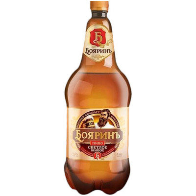 Пиво Бояринъ Живое светлое фильтрованное 4.5%, 1.3л