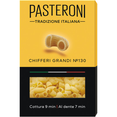 Макароны Pasteroni Chifferi Grandi №130 группа А высший сорт, 400г