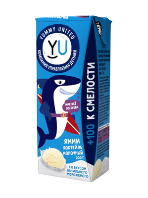 Коктейль Ямми Юнайтед молочный со вкусом ванильного мороженого 2.3%, 200мл