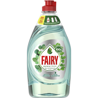 Средство Fairy для мытья посуды Pure&clean мята и эвкалипт, 450мл