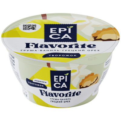 Десерт Epica Flavorite творожный с грушей ванилью и грецким орехом 8.0%, 130г
