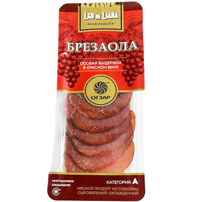 Брезаола Огзар Мой Рецепт Leo de liana в красном вине из говядины сыровяленая, 60г