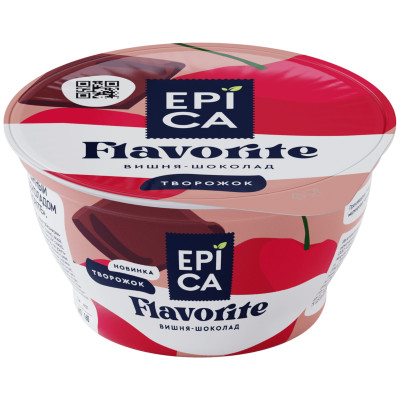 Десерт Epica Flavorite творожный с вишней и шоколадом 8.1%, 130г