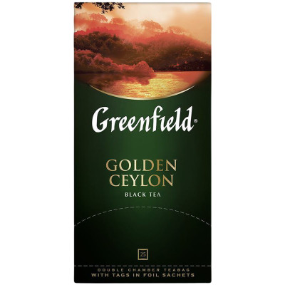Чай Greenfield Золотой Цейлон чёрный в пакетиках, 25х2г