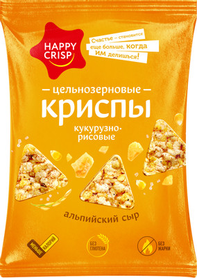 Чипсы цельнозерновые Happy Crisp кукурузно-рисовые со вкусом сыра, 50г