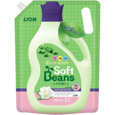 Кондиционер для белья LION Soft Beans на основе экстракта зеленого гороха, 2л